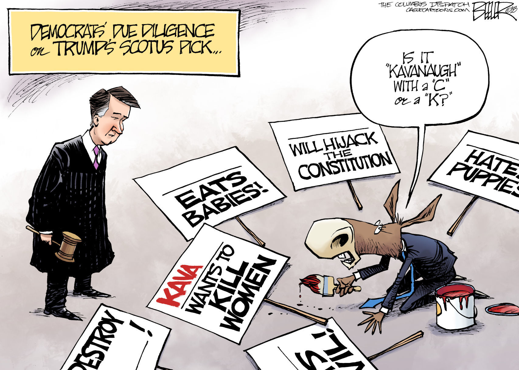 Dems React to Kavanaugh by Nate Beeler, The Columbus Dispatch